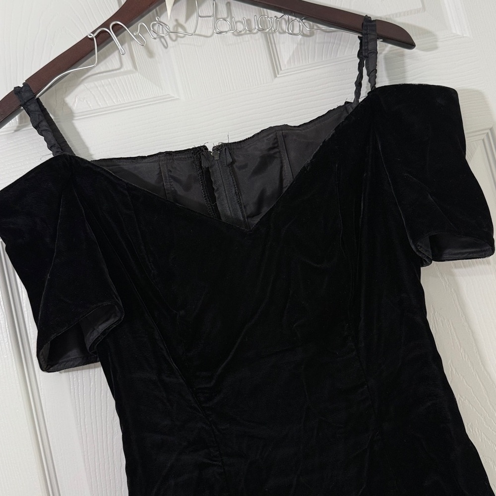 Vintage Burnout Velvet Cocktail Dress Knee Length Dark Romantic Evening Sz 5-6